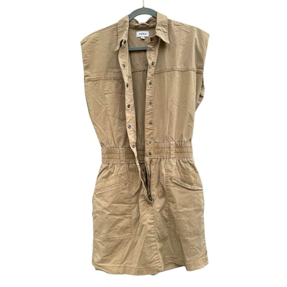 PISTOLA Women's Rosie Khaki Sleeveless Mini Dress Size Medium - Picture 9 of 12